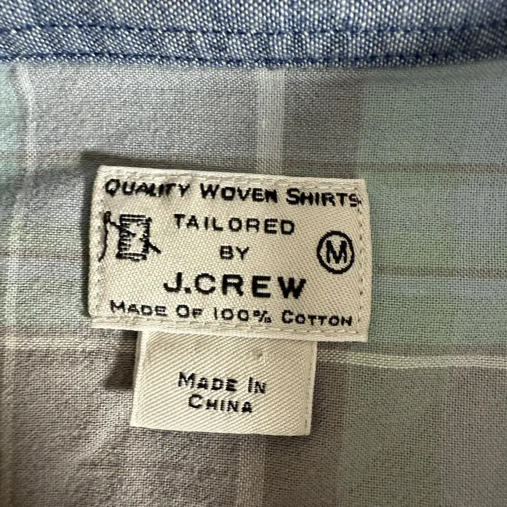 J.‎ Crew Green Madras Plaid Cotton Long Sleeve Button Up. Mens M Preppy